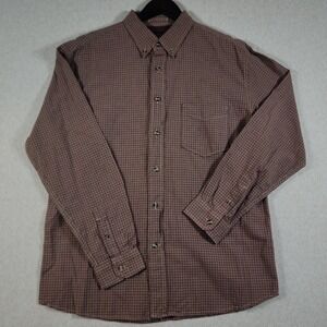 Aigle Cottonwood Mens Large Brown Crosshatch Button Shirt Cotton Gorpcore